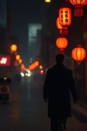 灰白墙面与单人侧影构成的冷调主视觉海报