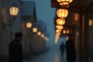 《长夜将尽》黑白画面，走廊尽头的门缝光