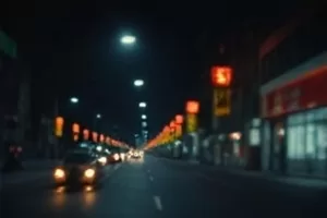 《低温》剧照，雪夜便利店的玻璃门与灯光